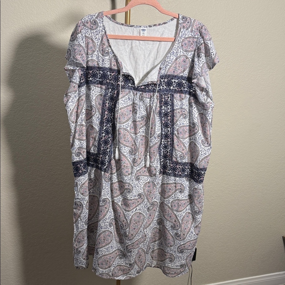 Old Navy Paisley Print Embroidered Dress with Tassels